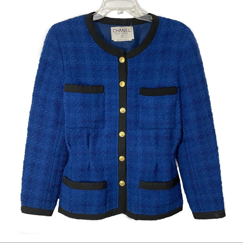 SOLD Chanel Vintage 1989 Iconic Blue Tweed Blazer - Picture 4 of 13